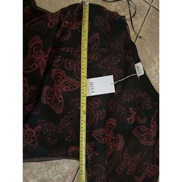 NWT Misa Los Angeles M Maxi Butterfly One Sleeve Dress Ruffle - Picture 9 of 11